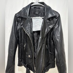 Simply Vera Vera Wang Black Faux Leather Moto Jacket